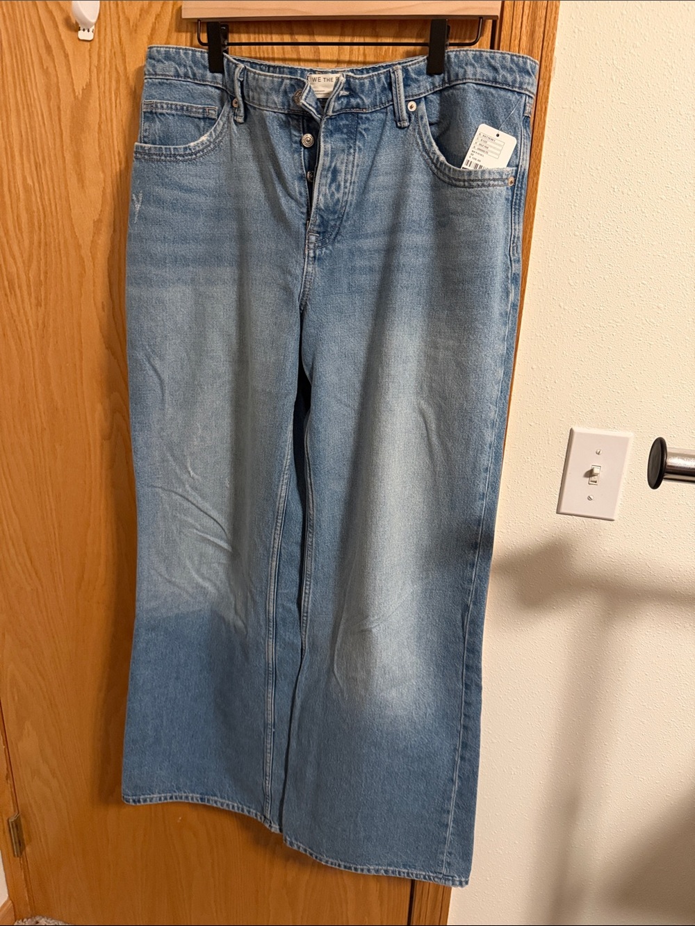 We The Free Light Blue Wide-Leg Button-Fly Jeans